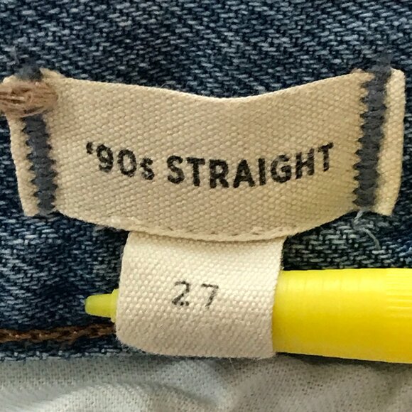 Madewell 90s Straight Jeans Women 27 Blue High Rise Distressed Raw Hem Stretch - Picture 4 of 14